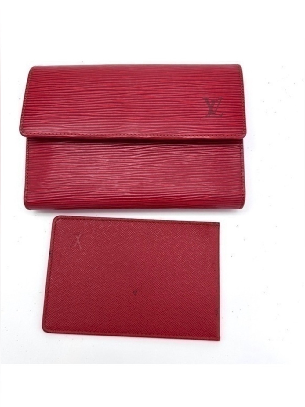 AUTHENTIC Louis Vuitton wallet with additional ID holder. Red.